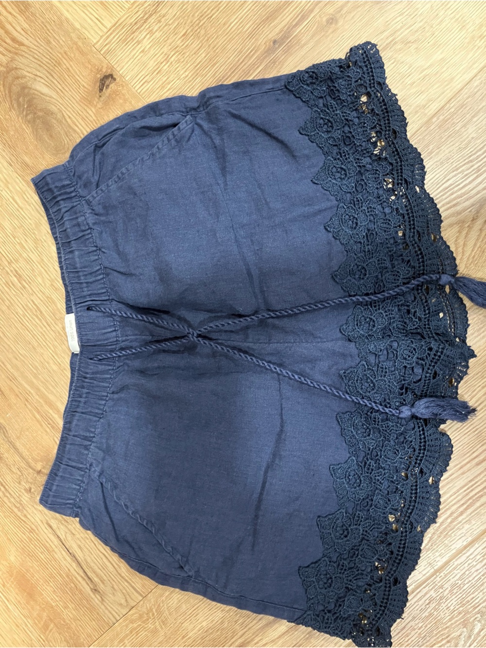 Cynthia Rowley Navy Linen Elastic Waist Shorts
